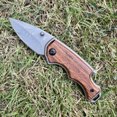 Mini Buck Folding Knife – Compact Pocket Knife with Steel Blade & Wooden Handle