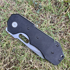 Heavy Folding Knife – Black Fiber Handle with Stainless Steel Blade