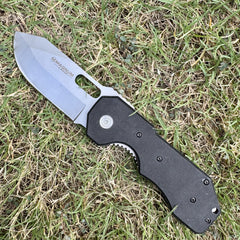 Heavy Folding Knife – Black Fiber Handle with Stainless Steel Blade